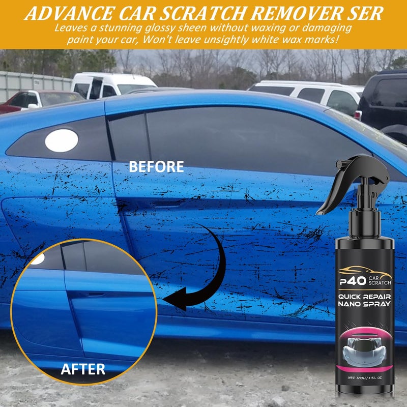 Compensai 2Pcs P40 Car Scratch Quick Repair Nano Spray,Quick Paint Restoration,Instant Invisible Scratch Remover,Multifunctional Coating Renewal Agent Spray for All Cars & Surfaces - Image 3